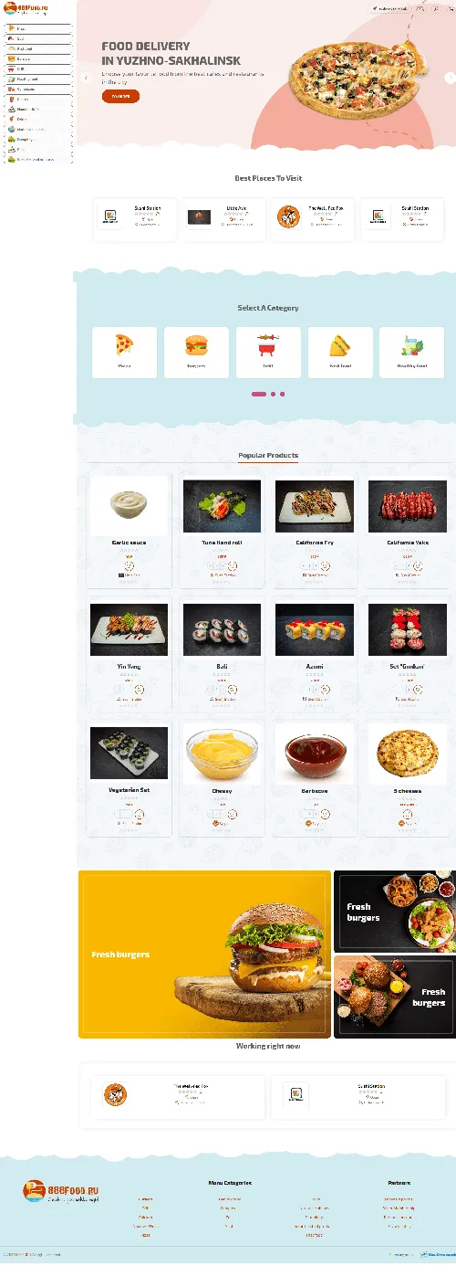 Разработка сайта 888Food — агрегатор доставок еды
